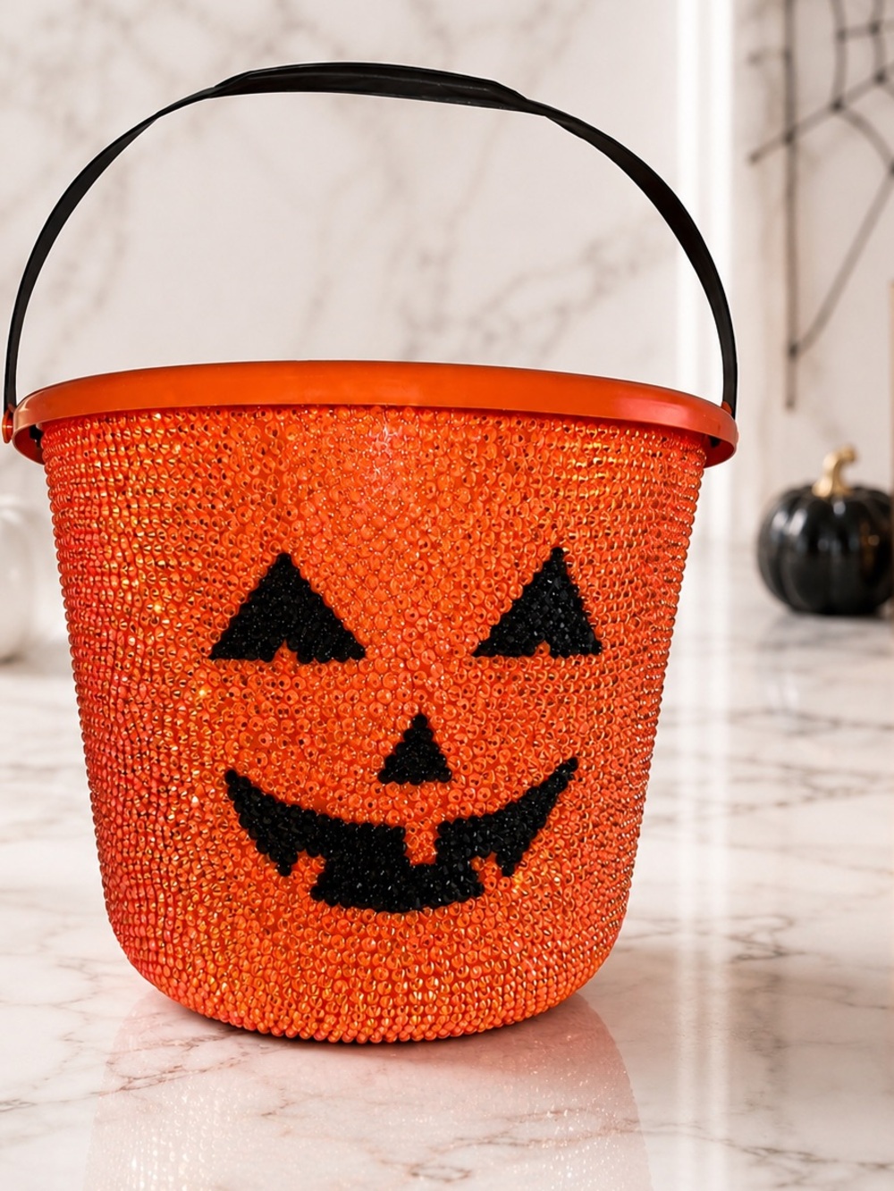 Bling Orange Jack-O'-Lantern Pumpkin Bucket